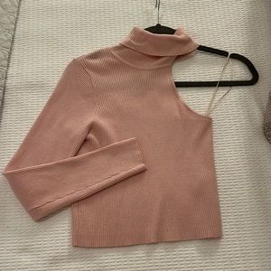 Pink One Shoulder Sweater Top Size Small